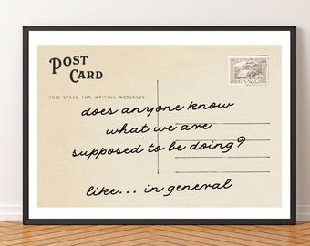 Impresión de postal vintage: Arte mural romántico - Decoración retro neutra (Descarga digital)