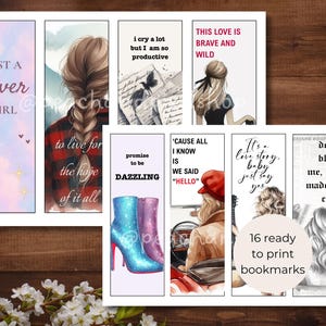 Swiftie Inspired Gifts, Swiftie Lyric Bookmarks, Digital Printable Bookmark, Book Lover Reading Gift