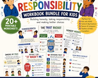 Truth & Responsibility Workbook for Kids | Honesty Worksheets | Lying And Responsibility Activities | ADHD Autism Social Skills
