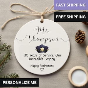 Custom Officer Retirement Ornament: Ceramic Keepsake Gift