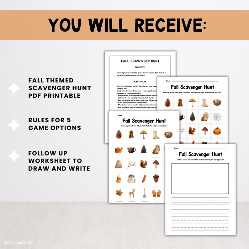 Fall Scavenger Hunt Game, Printable Outdoor Scavenger Hunt, Nature ...