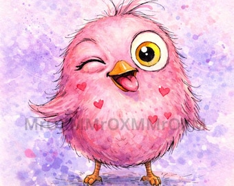 Lustig 14 Aquarell Vögel Clipart - skurrile Cartoon JPGs (Digitaler Download)
