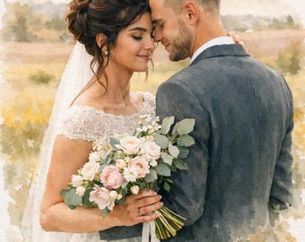 Aquarell Porträt vom Foto Valentinstag Geschenk ihm / ihr digital