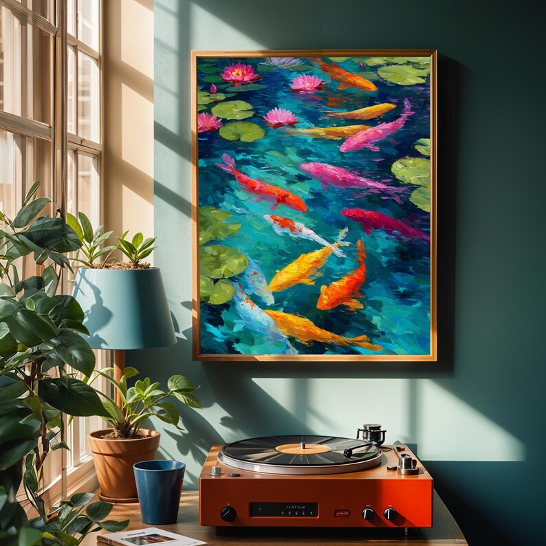 Colorful Koi Carp Art Print – Retro Japanese Fish Poster - Etsy