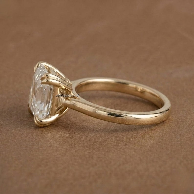 Unsolid Ring Asscher Cut Moissanite Engagement Ring | 14K Gold Double Claw Prong ...