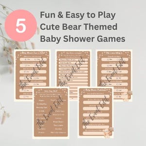 We Can Bearly Wait Baby Shower Games - Beige Cute Bear Theme - Printable Gender Neutral Baby Games