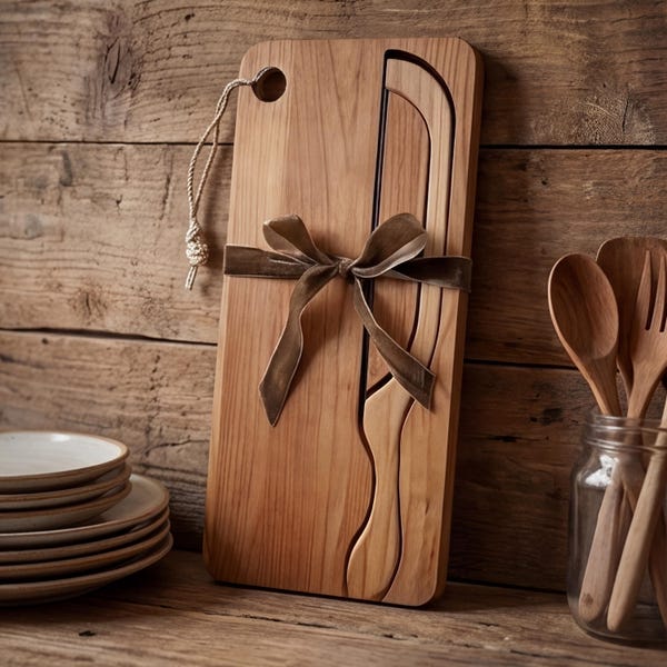Bread Board with Knife Slot, Bread Cutting Board with Knife, Bread Board Gift Set, Artisan Bread Board Set, Home Gifts