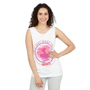 Retro Summer Vibes Tank Top, Personalized, Women, Girls, Unisex Garment-Dyed, Bright, Playful