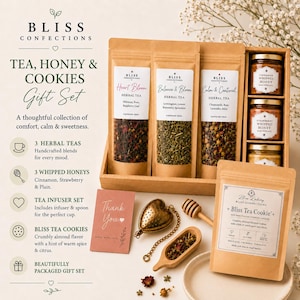 Herbal Tea, Whipped Honey, Bliss Cookies Gift Box
