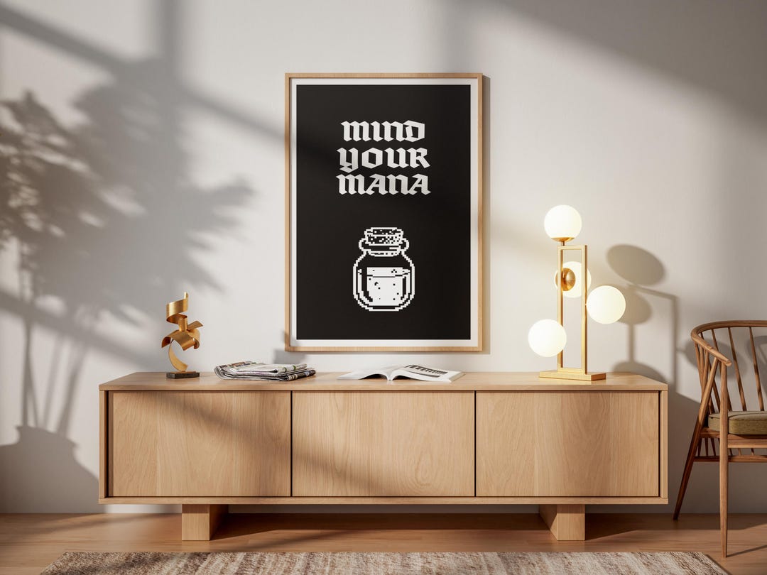 Mind Your Mana Poster – Minimalist Fantasy Gamer Wall Art – RPG ...