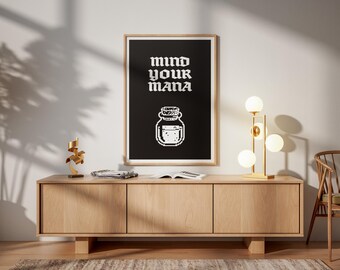 Mind Your Mana Poster – Minimalist Fantasy RPG Typography Print