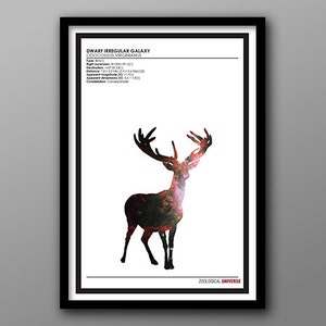 Space Stag // Zoological Universe Poster Series // Minimalist Animal Kingdom, Space and Astronomy Silhouette Print