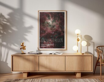 Uncharted Region Poster – Minimalist Space Exploration Typography Print
