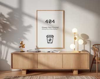 404 Sleep Not Found Print – Minimalist Programmer Humor Wall Art