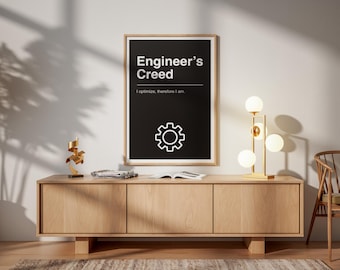 Engineer's Creed Print | Minimalist Office Wall Art, Confidently Nerdy Decor
