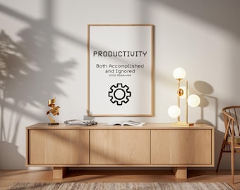 Schrödinger's Productivity Print – Minimalist Science Humor Wall Art