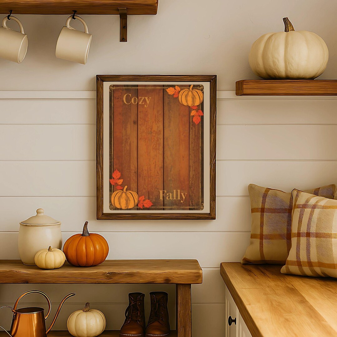 Rustic Farmhouse Autumn Sign Wall Art | Cozy Fall Quote Print | Harvest ...