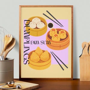 Dumpling Dim Sum Printable Digital Download / Single Wall Decor Printable Download / Food Wall Art / Kitchen or Living Room Art