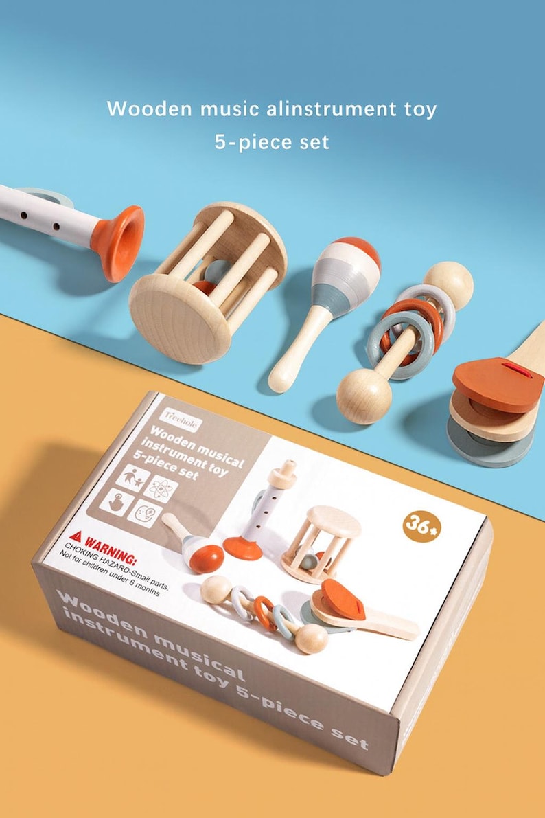 Montessori Wooden Musical Toy Set | 5-piece Baby Instrument Kit ...