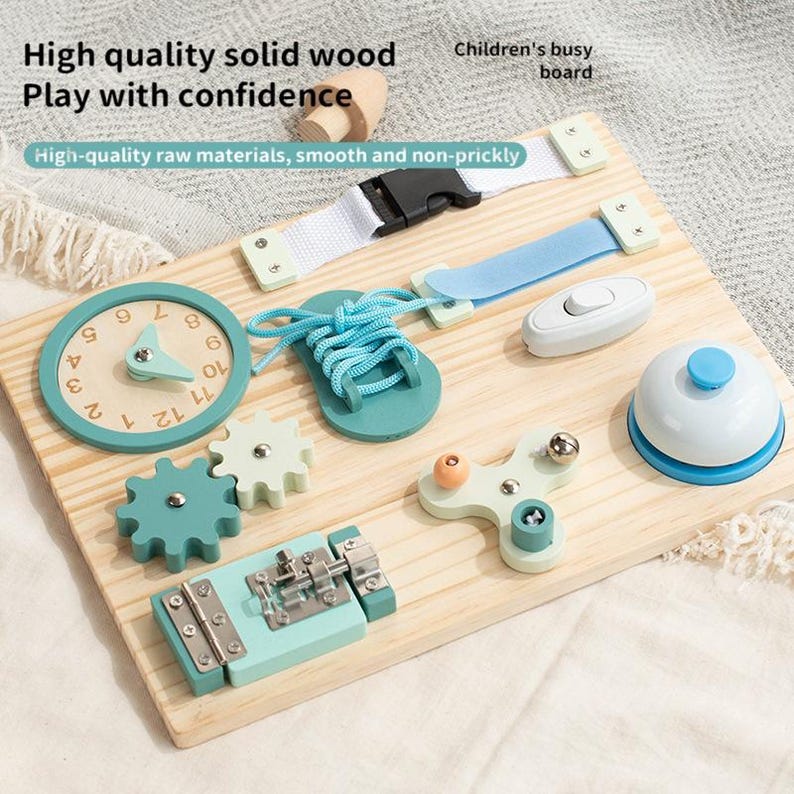 Montessori Busy Board for Toddlers 1–3 | Fine Motor Activity Board ...