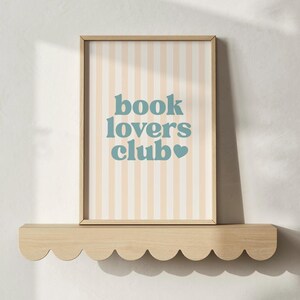 Impression du Club des amoureux des livres | oeuvre d'art pastel coin lecture pour salle de jeux salle de classe bibliothèque | Téléchargement numérique