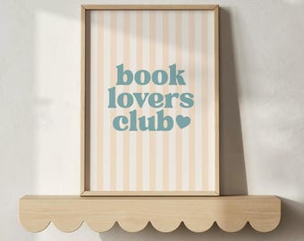 Buch-Liebhaber-Verein Druck | Pastell Leseecke Kunst für Spielzimmer Klassenzimmer Bibliothek | Digitaler Download