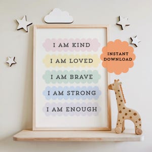 Kids Affirmations Pastel Art Print: Playroom, Classroom Decor (Digital Download)