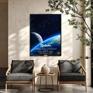 Mapa Estrelado Personalizado | Mapa do Céu Noturno Personalizado com sua Data e Coordenadas | Arte Personalizada para Momentos Especiais - Presente para Alguém Especial