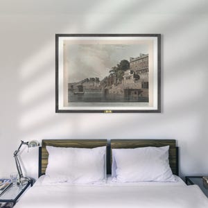Dussasumade Ghat at Benares – Vintage Ganga River Print | Varanasi Ghat Historical Art | Sacred India Wall Poster by Telinchi