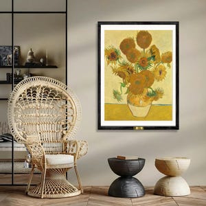 Famoso pittore Vincent Van Gogh, Girasoli, Arte murale / Arte murale botanica vintage / Poster classico di natura morta / Opera d&#39;arte di qualità museale