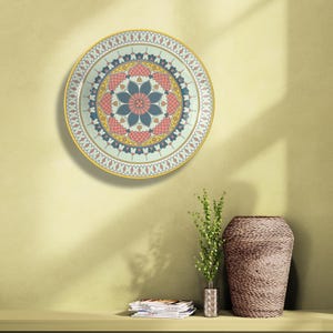 Mandala Pattern Decorative Ceramic Wall Plate | Traditional Indian Style Wall Art | Elegant Boho Round Plate Decor