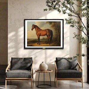 Majestic Brown Horse Canvas Wall Art – Rustic Country Decor, Vintage Equestrian Painting Print – Farmhouse Style by Telinchi