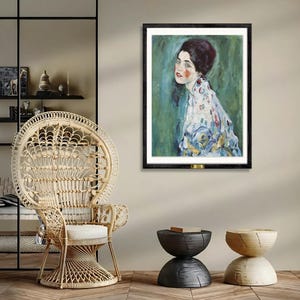 Gustav Klimt Portrait Wall Art Print | Expressionist Woman Painting | Vintage Viennese Poster | Elegant Modern Decor | Gift for Her