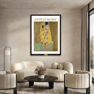 Gustav Klimt “The Kiss” Framed Art Print – Gold Foil Style Museum Canvas – Iconic Romantic Art – Perfect Gift for Couples