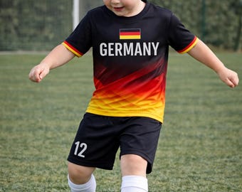 Personalized Kids Germany Soccer Jersey Set, Custom Name Number Football Outfit