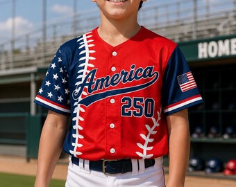 Personalized USA 250 Years Celebration Baseball Jersey Shirt, 1776 2026 Patriotic Shirt, American Baseball Jersey Summer Shirt