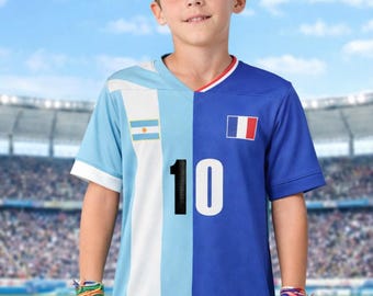 Maglia da calcio personalizzata metà e metà, maglia da calcio personalizzata per ragazzi, nome e numero