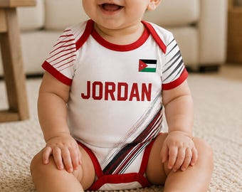Camiseta Jordan personalizada para bebé, body de fútbol Jordan personalizado para bebé, pelele de fútbol jordano para recién nacido con nombre y número personalizados