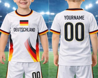Personalized Germany Kids Soccer Jersey Set, Custom Name Number Football Outfit