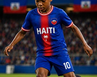Custom Name Haiti Soccer Jersey Set, Personalized Haiti Football Shirt and Shorts, Custom Number Haitian Soccer Jersey