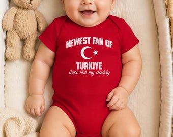 Custom Türkiye Soccer Baby Bodysuit, Personalized Football Fan Shirt