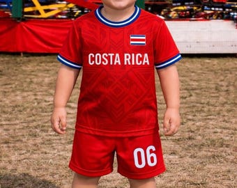 Personalized Costa Rica Soccer Jersey Set, Custom Name Football Fan Apparel