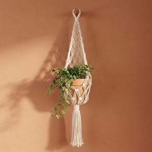 Macrame Plant Hanger, Woven Hanging Planter Basket, Boho Indoor Plant Holder Gift, Wall Window Home Decor