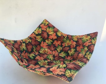 Fall Leaves Bowl Cozy - Pot Holder for Hot Soup or Cold Ice Cream, 100% Cotton, Machine Washable