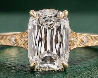 Ashoka Cut Lab Grown Diamond Engagement Ring, IGI Certified Cushion Criss Cut Diamond Ring, step cut diamond ring, Unique Anniversary Gift