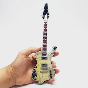 Miniature Guitar Paul Stanley Kiss Band Scale 1:4 | Replica Mini Electric Guitar Handmade | Guitarist Birthday Gift Music Desk Shelf Display