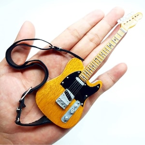 Miniature Guitar Telecaster Natural Wood Scale 1:6 - Mini Electric Guitar Handmade - Guitarist Birthday Gift Music Desk & Shelf Display