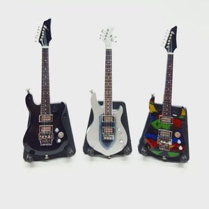 Miniature Guitar Ibanez John Petrucci Set of 3 Scale 1:12 | Replica Mini Electric Guitar Handmade | Birthday Gift Music Desk & Shelf Display