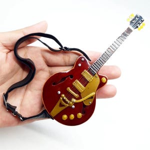 Miniature Guitar George Harrison Scale 1:6 - Mini Electric Guitar Handmade - Guitarist Birthday Gift Memorabilia Music Desk & Shelf Display