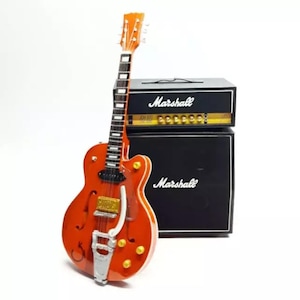 Miniature Guitar Classic Vibrato and Amplifier 1:12 | Handmade Mini Electric Guitar + Amp | Birthday Gift Instrument Music Desk and Display